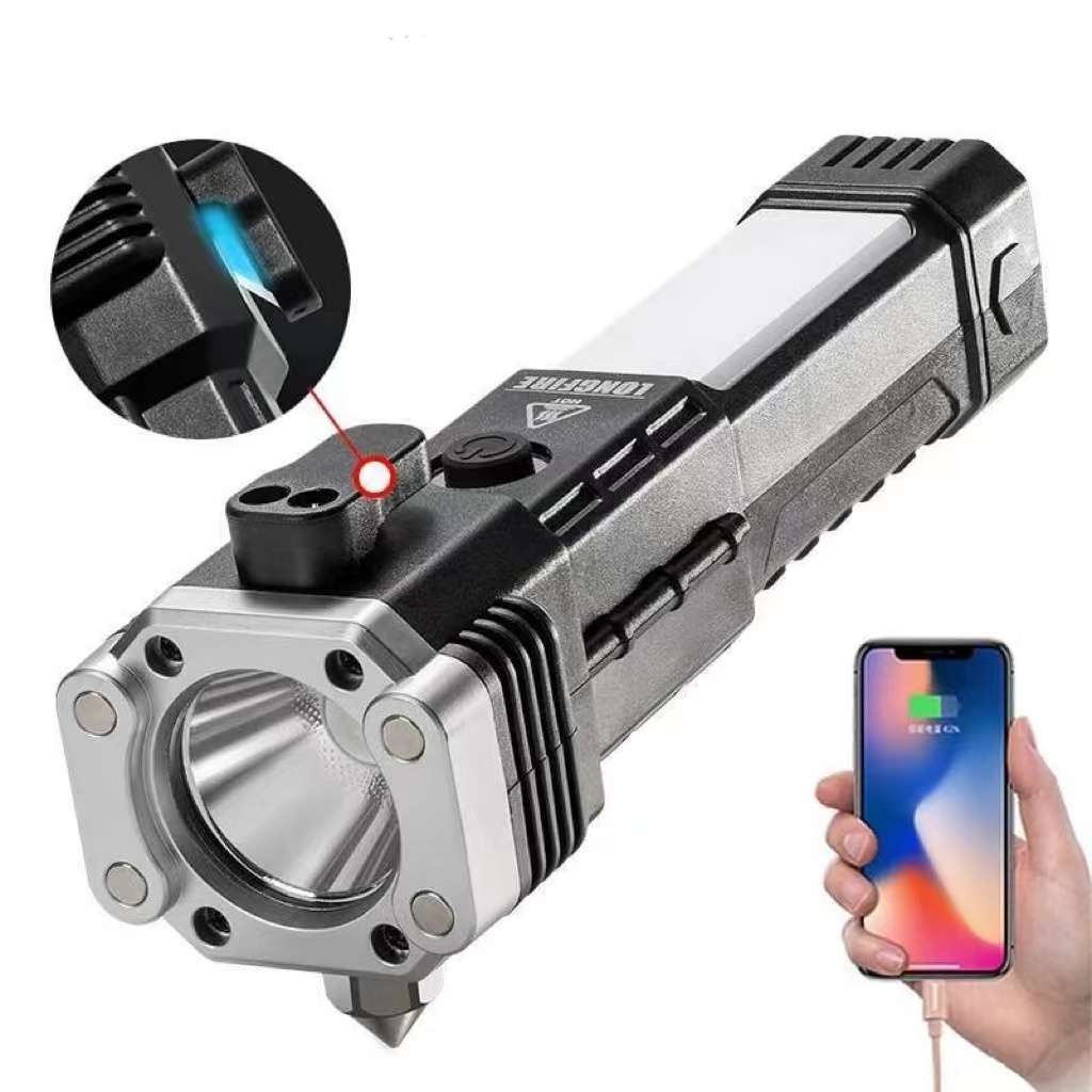 lanterna tática indestrutível 4 em 1 com luz lateral cob segurança martelo  salva-vidas de carregamento usb com ímã multifuncional luz forte lanterna  mt052 - a1 - a2 | Shopee Brasil