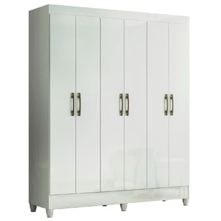 Guarda Roupas Casal 6 Portas 1 Gaveta Cancun Branco Moval
