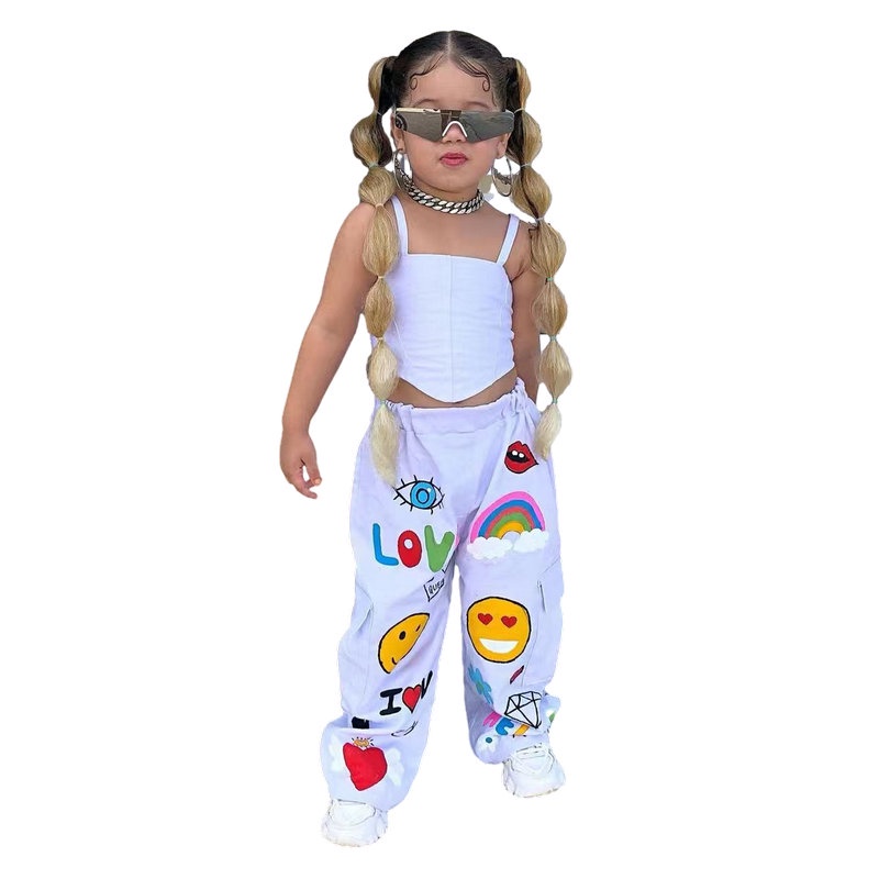 1-8years Baby Kids Summer Clothing For Girls Sleeveless Crop Tops+