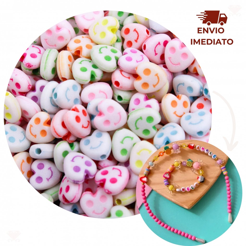 MIÇANGA DE CORAÇÃO SMILE COLORIDO EMOJI C/ 180 PEÇAS INFANTIL
