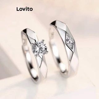Lovito Anéis Casuais De Metal Liso Para Mulheres L63AD042 (Prata)