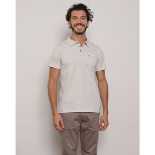 Polo Masculina Manga Curta Mescla Cinza