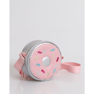 Bolsa Infantil Alça Ajustável Donuts Com Glitter Cinza