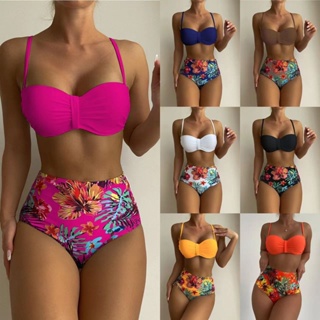 Conjunto De Biquíni De Cintura Alta Feminina De Verão