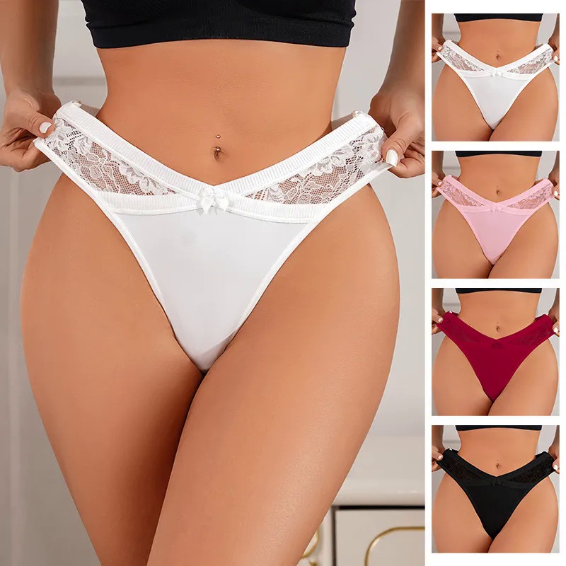 Sexy Mulheres Calcinha Renda Tanga Transparente Roupa Interior Feminina Cuecas De Algodão V