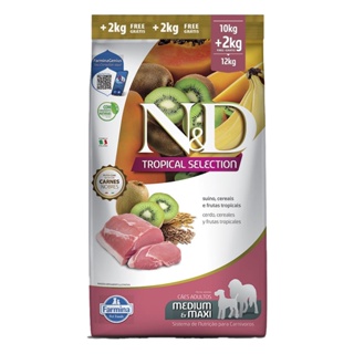 Ração ND Tropical Selection Para Cães adultos Medium/Maxi Suino Leve 12kg e Pague 10kg
