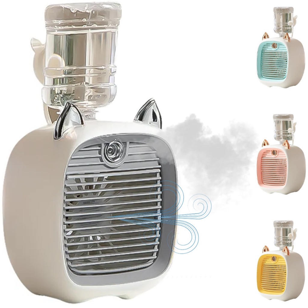 Mini Ventilador Portátil Com Umidificador E Iluminação Led