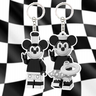 Série Lego Draw Draw Compatível Mickey Preto Branco Bloco de Construção Minifigure Chaveiro de Montagem Educacional Pendente de Casal de Brinquedos