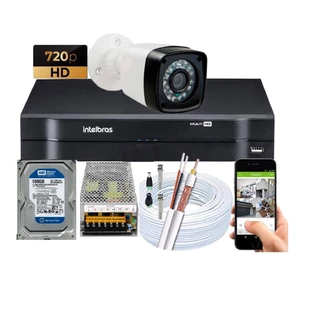 Kit Camera Externa Bullet Hd 720p Dvr Intelbras C/Hd 160gb