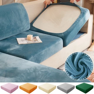 Sofá Sólido Macio Capa De Veludo De Alto Esticamento Spandex Espesso Em Forma De L Sala De Estar Home