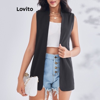 Lovito Blazer Elegante Básico para Mulheres LBE03001 (Preto)