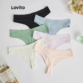 Lovito Calcinhas Sexy Simples 3 Pec Para Mulheres L48L093 (Várias Cores/Cinza)