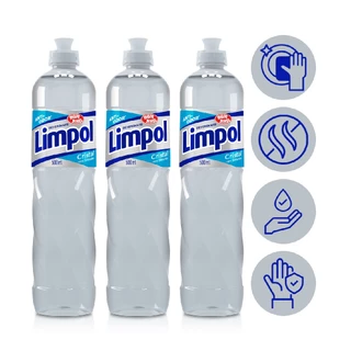 Kit 3 Detergente Liquido Cristal Louca Limpol Bombril 500Ml