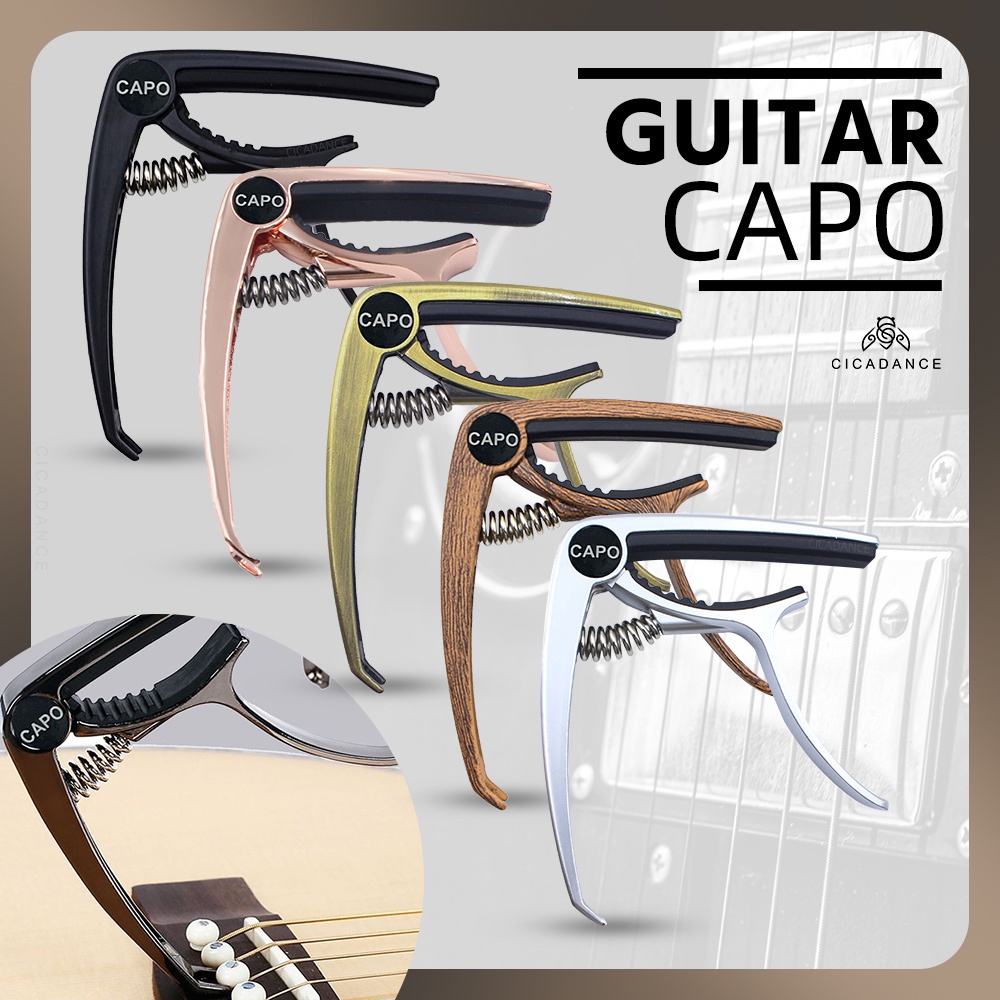 【Multifuncional 2 em 1】Capo de Guitarra de Alta Qualidade em Liga de Zinco Várias Cores Disponíveis com Almofada Protetora de Silicone e Mola de Aço Adequado para Guitarra, Ukulele, Baixo e Mais Acompanha Função de Puxador de Pino de