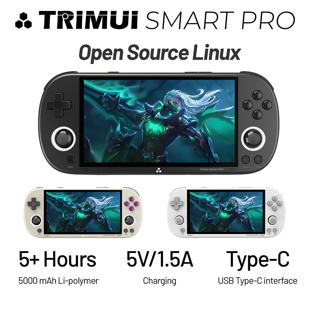 Trimui Smart Pro Portátil Retrojogo De Vídeo Game 4.96 Polegadas Console De Jogo 10000 + 5000mAh Mini Player 64/128/256GB