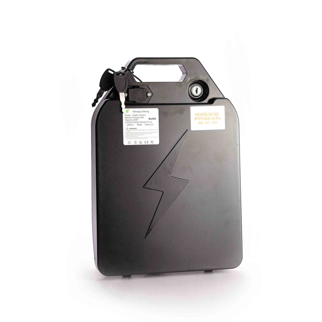 Bateria para Scooter Elétrico 60V e 20Ah sob o Assento