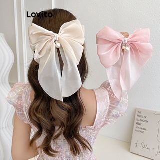 Lovito Grampos De Cabelo Românticos Com Pérolas E Laço De Borboleta Para Mulheres LFA10430