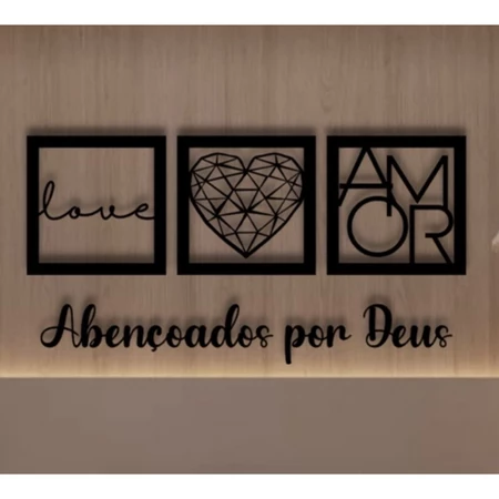 Decoracao de quarto kit quadros decorativos + frase abençoado por deus promoção