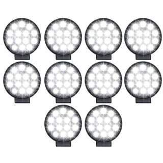 Kit 10 Farol Milha 14 Led 42w 12v/24v Redondo Off-road 6000k Reforçado Agrícola Caminhão carro Barco Resistente a agua