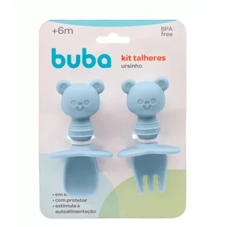 Talheres De Treinamento De Bebê Silicone Azul 15813 - Buba