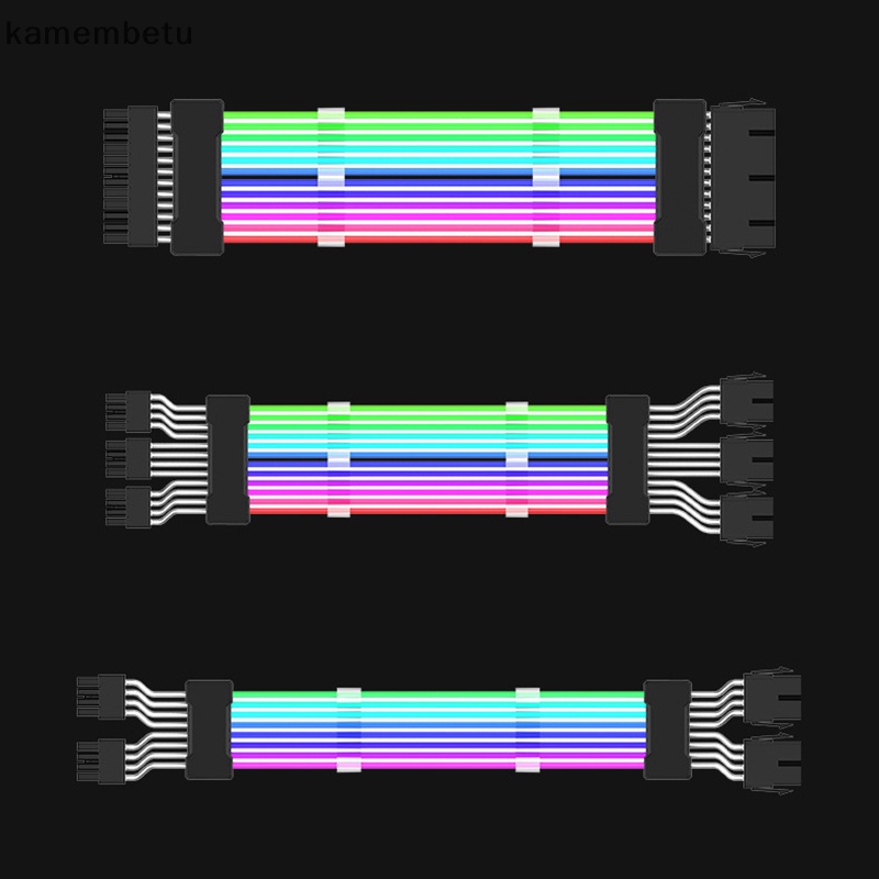 kam Computador ARGB Sync PSU Kit De Cabos De Extensão De Fontes De Alimentação Luminosa ATX 24Pin VGA GPU PCI-E 8Pin RGB PC Module Cables ka