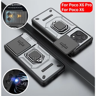 Telefone De Caixa Dura À Prova De Choque Para Xiaomi Pocox6 Poco X6 Pro 5G Suporte Magnético Carro De Anel hp Mi Poko X6 6X Pocox6pro 5G Tampa Traseira De Proteção Da Câmera Deslizante Durável