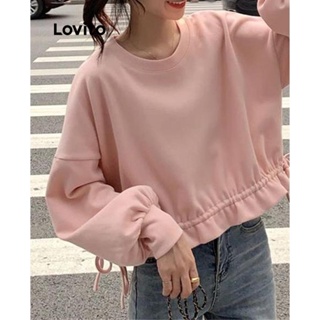 Lovito Moletom Casual Liso Com Cordão Para Mulheres LNA45007