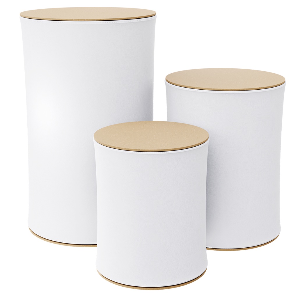 Kit Trio Cilindros Sanfonados P M G Desmontável MDF E Tecido