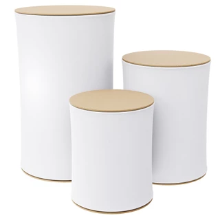 Kit Trio Cilindros Sanfonados P M G Desmontável MDF E Tecido