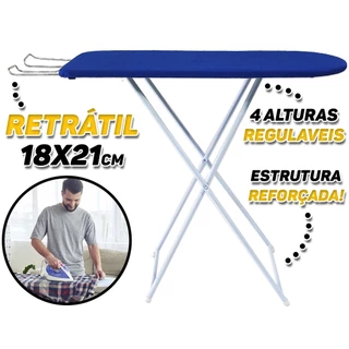 Tabua De Passar Roupa Resistente Reforçada 4 Regulagens Altura Belo Rio Azul / Branco