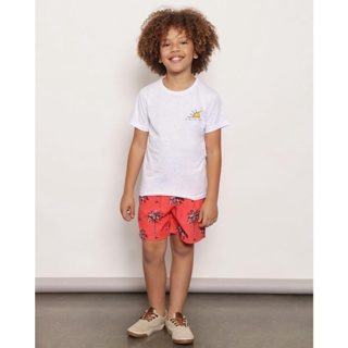 Bermuda Infantil Menino Estampa Tropical Laranja