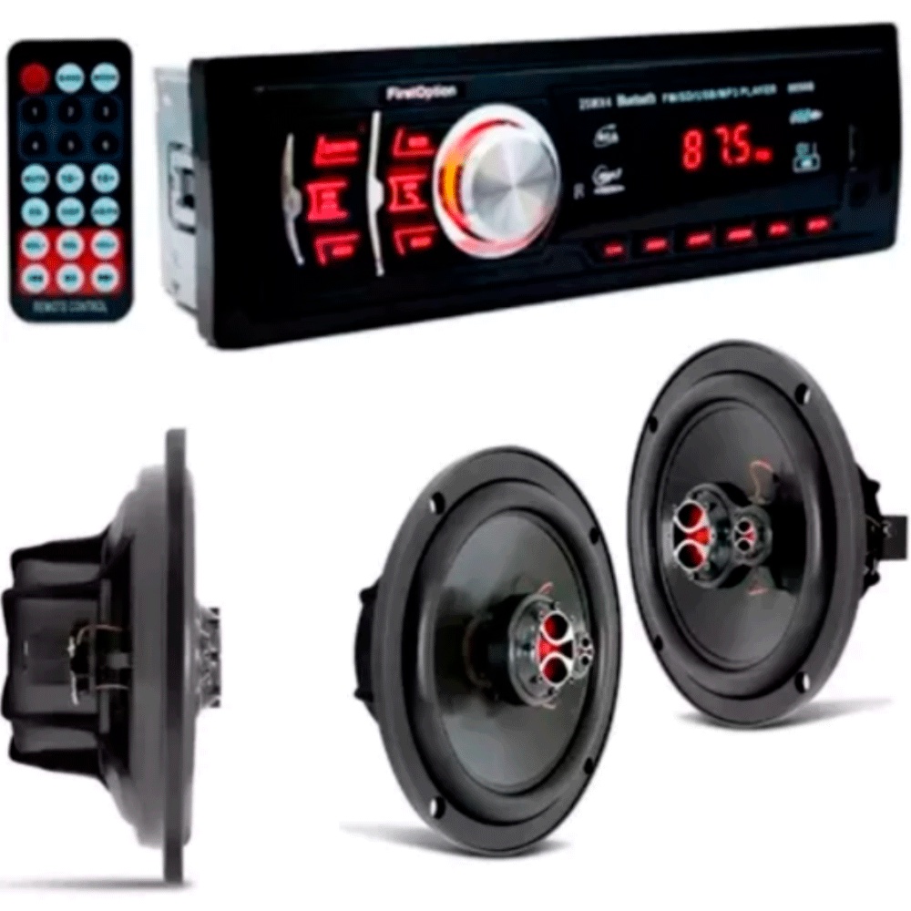 Kit Som MP3 USB Radio Mp3 Bluetooth + Kit Alto Falante 6 Polegadas ...