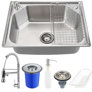 Cuba para cozinha gourmet pia inox com acessórios e lixeira Guarani e Torneira para cozinha misturador monocomando Munim em Oferta na Shopee