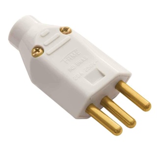 Plugue bipolar macho 180º 20A 250V cinza sobrepor Fame