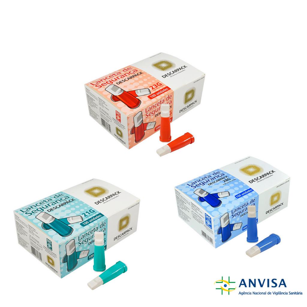 LANCETA DE SEGURANÇA DESCARPACK 21G, 23G e 28GCX C/100