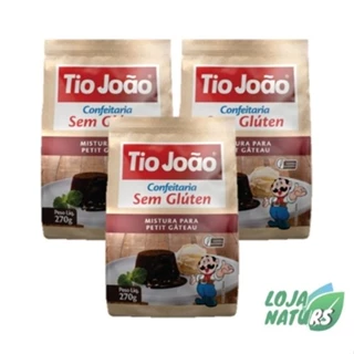 KIT 3 Mistura para Petit Gâteau Sem Glúten Sem Lactose 270g - Tio João