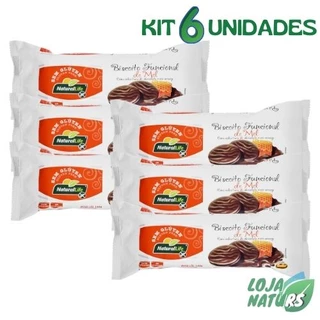 KIT 6 Unidades Biscoito Funcional Sabor Mel Coberto com Chocolate Sem Glúten 140g - Natural Life