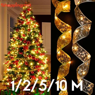 Decoração De Natal Luzes De Fada De Fitas LED Árvore Ornamentos Para O Ano Novo De Fadas Arcos De Bricolage Em Casa