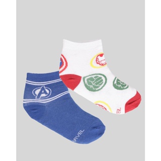 Meia Infantil Marvel Avengers Estampa Soquete Branco e Azul