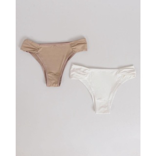 Kit 2 Calcinhas Femininas Biquíni Marrom Branca