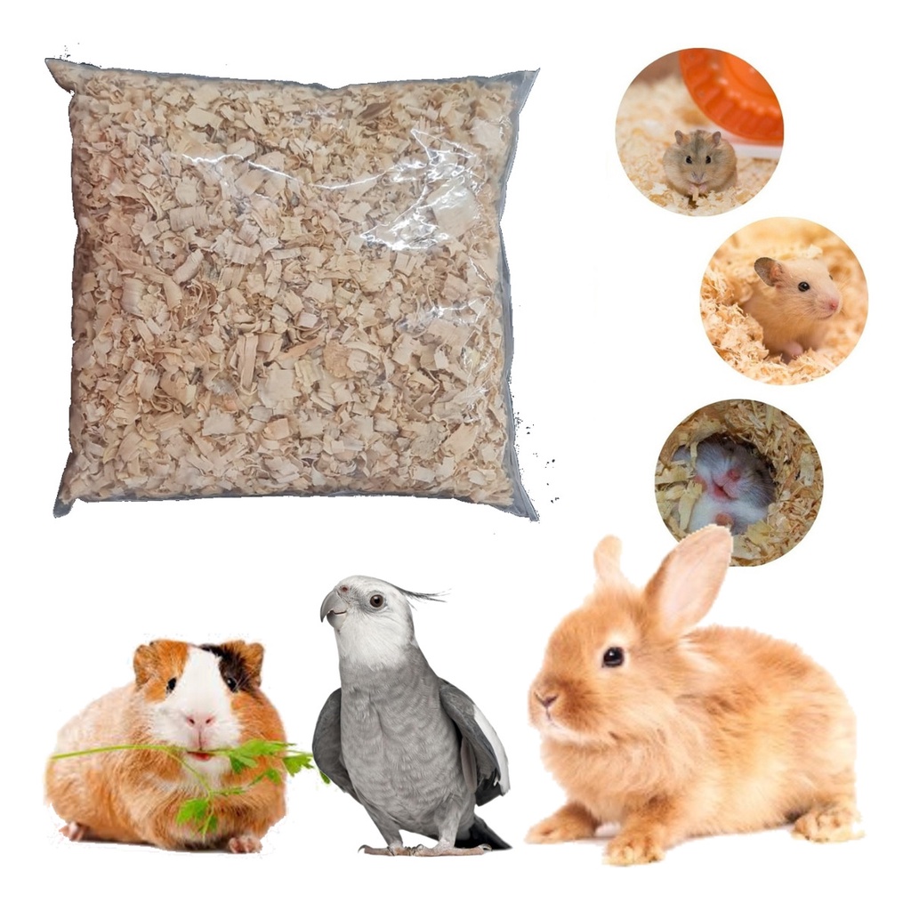 Serragem Para Ninho Passaros Coelho Hamster 3 Pacotes 900g