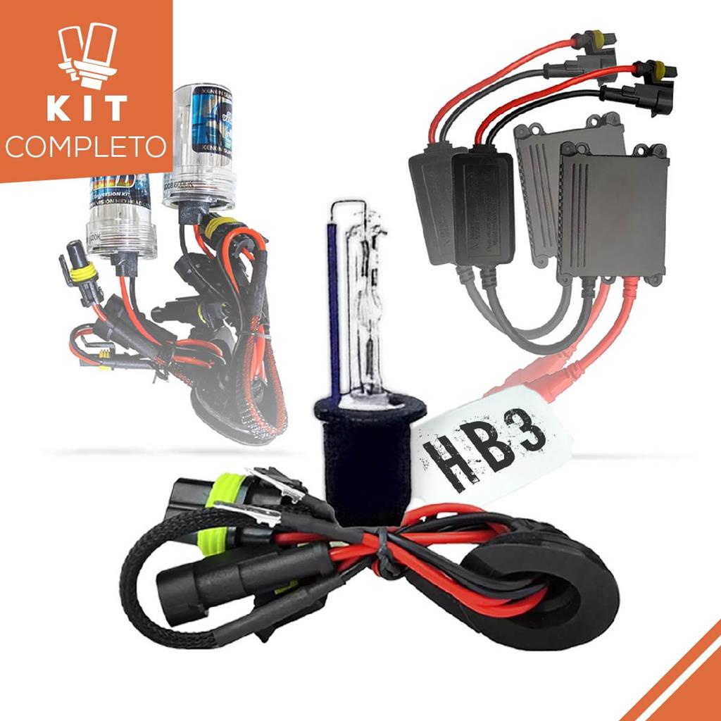 Kit Completo Par Farol Xenon Reator 12v 6000k HB3 Lâmpada Slim