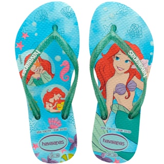 Chinelo Havaianas Infantil Slim Princess Aurora Azul Claro