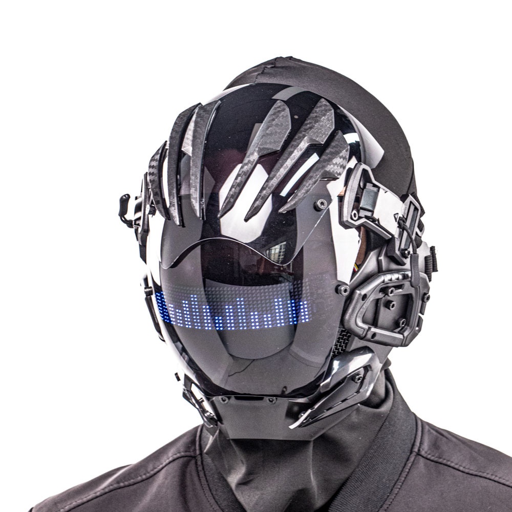 Máscara de Halloween Cyberpunk Robot Glowing Mask porque o arnês de ...
