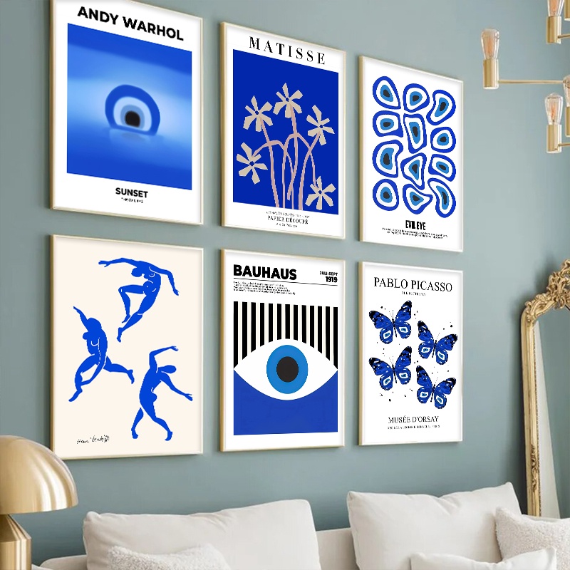 Pôsteres De Bauhaus Matisse Azul Andy Warhol Butterfly Arte Botânica De Parede Pintura E Estampas Quadros Para Decoração De Sala De Estar