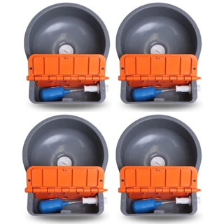Bebedouro Automático 4L Tampa Retrátil Cinza Sgamaq - Kit C/ 4un Para Cães Cabras Ovelhas