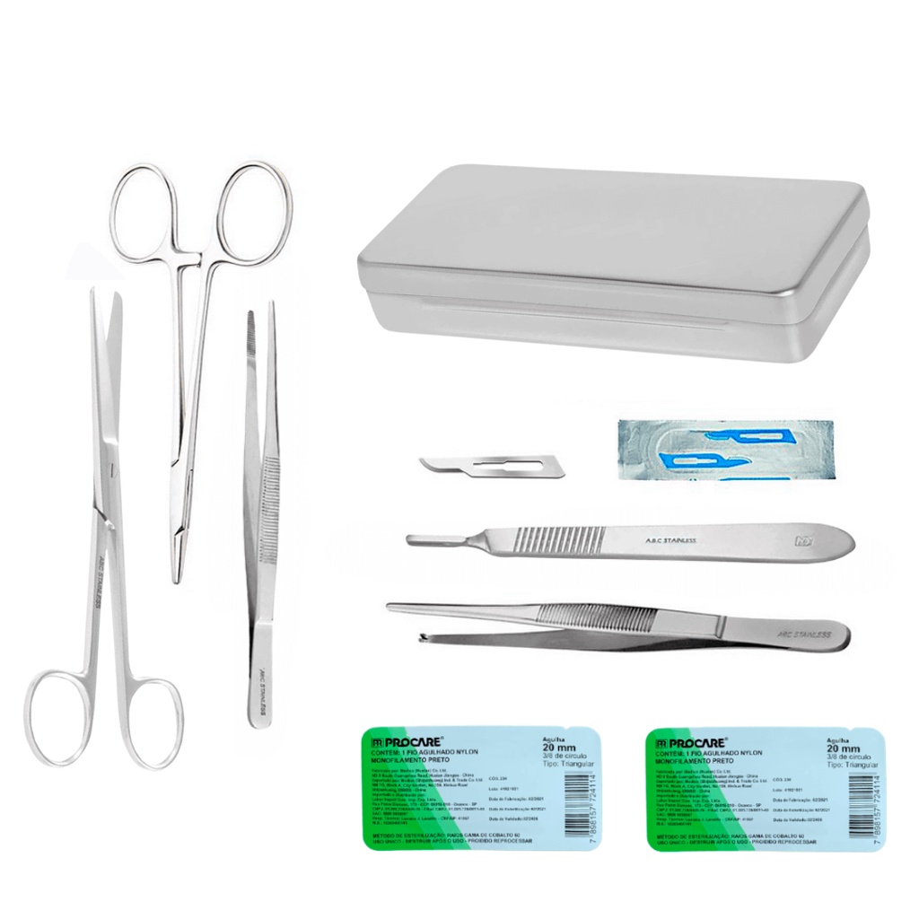 Kit Instrumentais de Sutura ABC com Estojo | Shopee Brasil