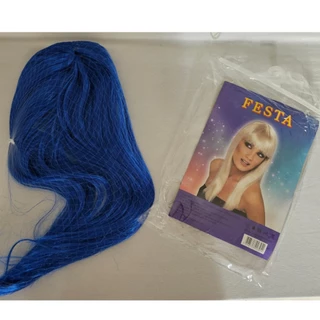 PERUCA LONGA CABELO LISA COSPLAY FESTA 55CM AZUL