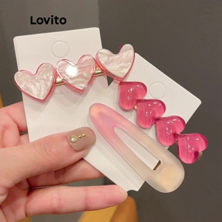 Lovito Presilhas de Cabelo com Formato de Coração para Mulheres LNA09053 (Rosa)
