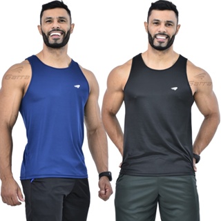 Kit 2 Camisetas Regata Dry Fit Masculina long Premium Fitness para Treino e Academia